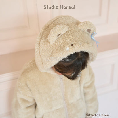 日本童裝 Ly# mine 【Studio Haneul】 毛毛拉鍊連帽衫 100-140cm 女童款 冬季 OUTERWEAR