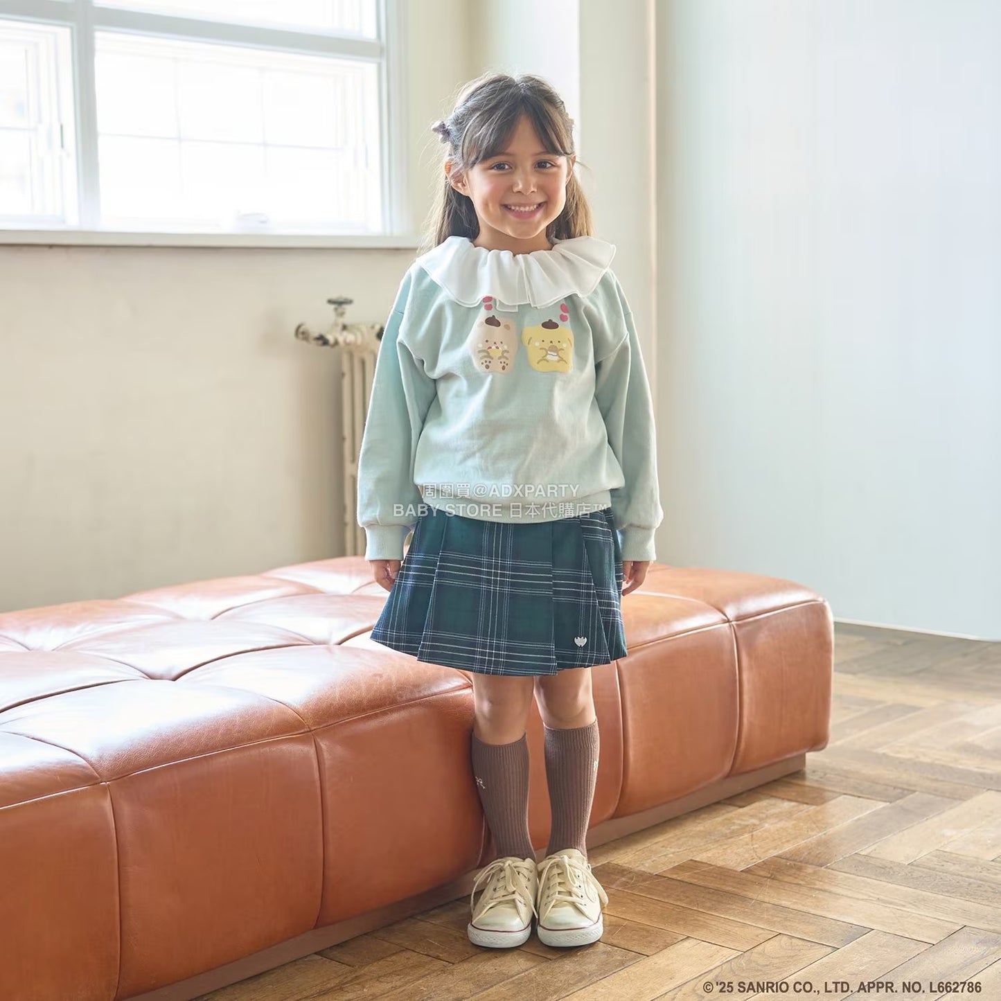 日本童裝 Ly# mine x Sanrio 2Way 前後兩著 薄紗領衛衣 100-140cm 女童款 冬季 TOPS