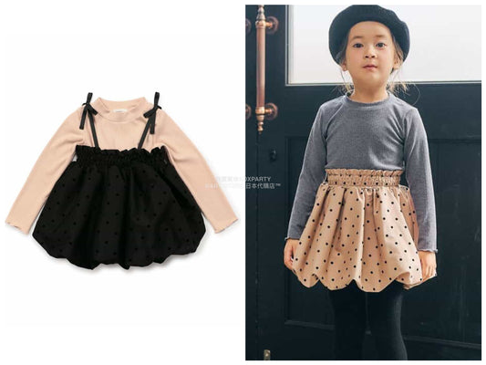 日本童裝 SERAPH 2Way 上衣及吊帶泡泡上衣兩件套裝 80-140cm 女童款 秋季 TOPS