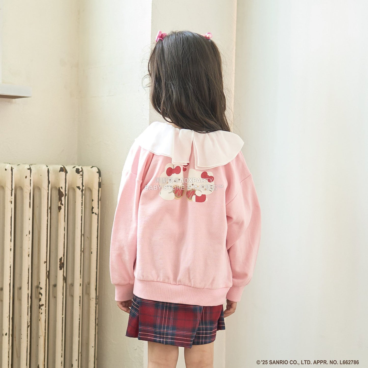 日本童裝 Ly# mine x Sanrio 2Way 前後兩著 薄紗領衛衣 100-140cm 女童款 冬季 TOPS