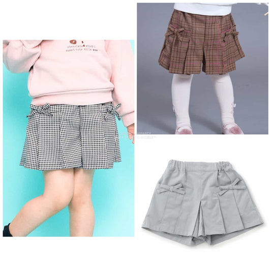 日本童裝 SERAPH 蝴蝶結百摺裙褲 80-140cm 女童款 秋季 PANTS