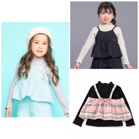 日本童裝 SERAPH 吊帶上衣兩件套裝 80-140cm 女童款 秋季 TOPS