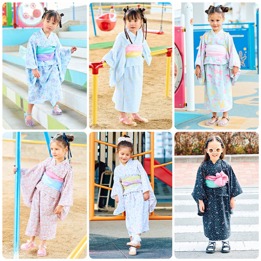Japanese Children's Clothing Ly# mine 2Way Yukata Japanese Kimono 100-130cm Girls Summer TOPS DRESSES Japanese Summer Festival Special [Japan Pre-sale: Mid-April 2025] 