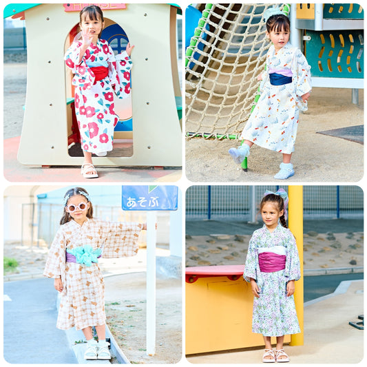 Japanese Children's Clothing Ly# mine Yukata Japanese Kimono 100-130cm Girls Summer Dresses Japanese Summer Festival Special [Japan Pre-sale: Mid-April 2025] 