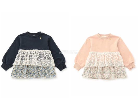 日本童裝 SERAPH 層層蕾絲上衣 80-140cm 女童款 秋季 TOPS