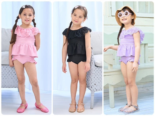 Japanese children's clothing Ly# mine UV protection swimsuit two-piece set 100-130cm girls summer swimsuit special edition [Japan pre-sale: mid-April 2025] 