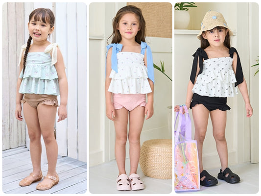 Japanese children's clothing Ly# mine UV protection swimsuit two-piece set 100-130cm girls summer swimsuit special edition [Japan pre-sale: mid-April 2025] 