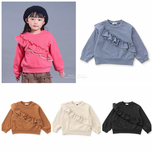 日本童裝 SERAPH 彩色荷葉邊衛衣 80-140cm 女童款 秋季 TOPS