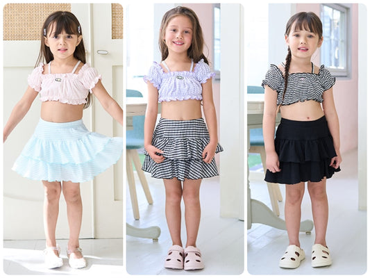 Japanese children's clothing Ly# mine UV protection swimsuit two-piece set 100-130cm girls summer swimsuit special edition [Japan pre-sale: mid-April 2025] 