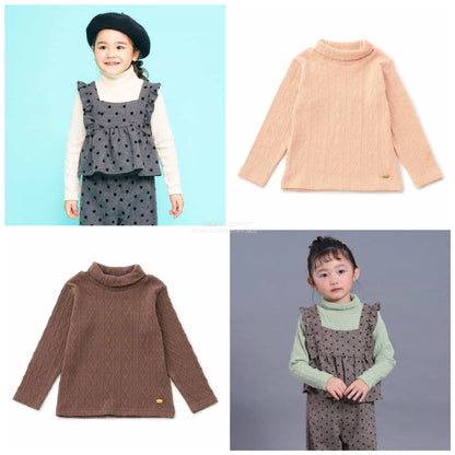 日本童裝 SERAPH麻花提花高領上衣 80-140cm 女童款 秋季 TOPS