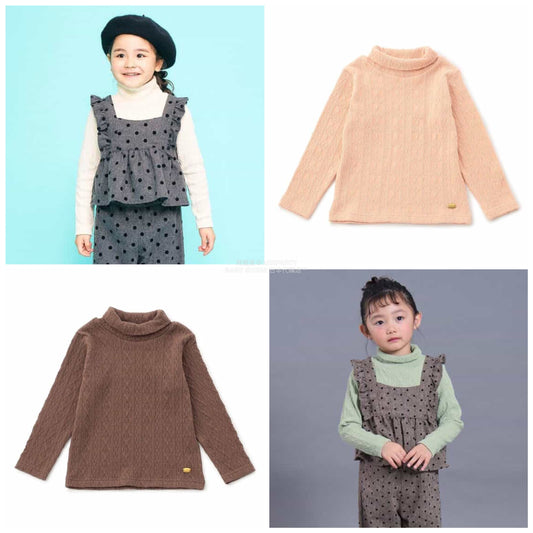 日本童裝 SERAPH麻花提花高領上衣 80-140cm 女童款 秋季 TOPS
