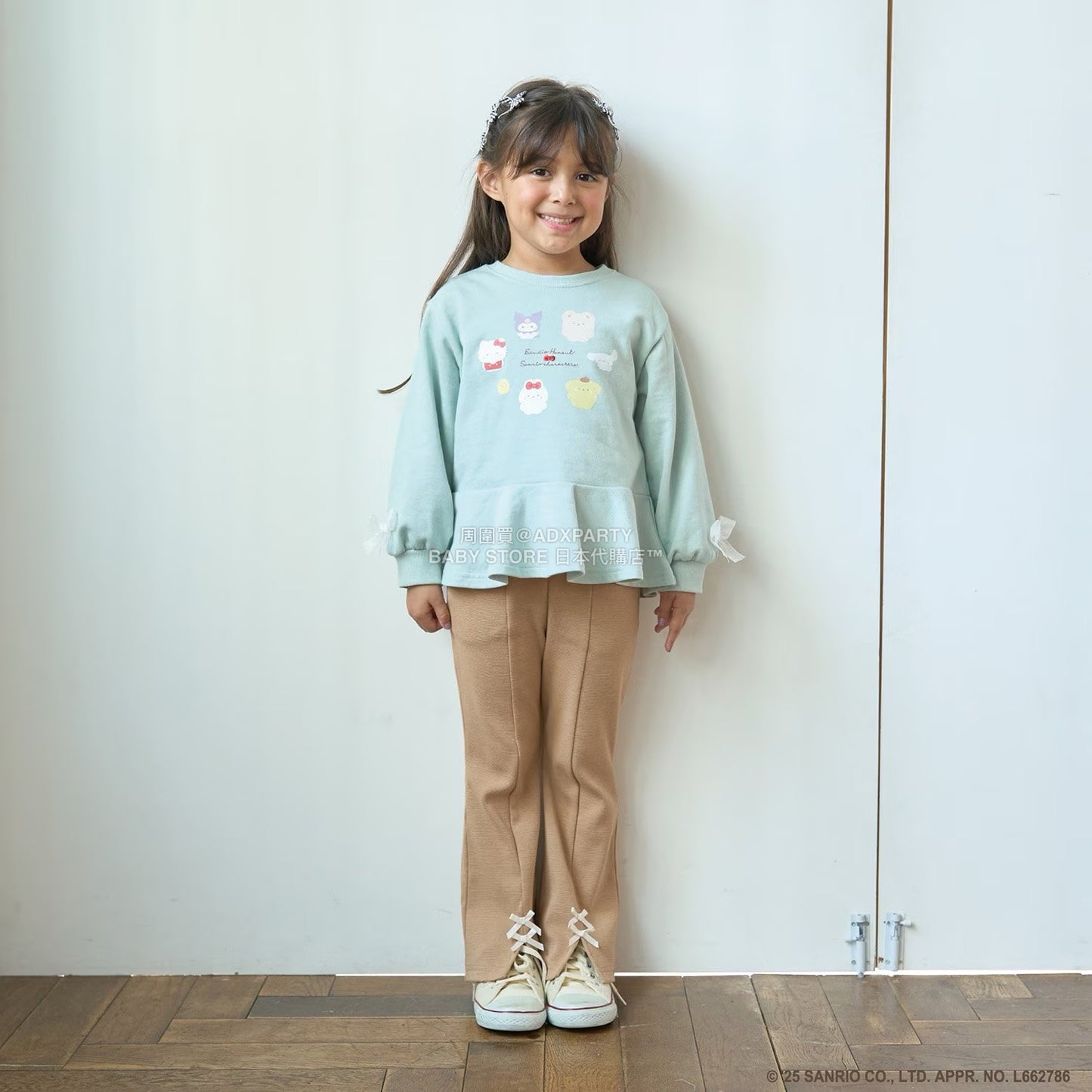 日本童裝 Ly# mine x Sanrio 荷葉邊剪影印花衛衣 100-140cm 女童款 冬季 TOPS