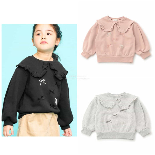 日本童裝 SERAPH 領口珍珠絲帶衛衣 90-140cm 女童款 秋季 TOPS