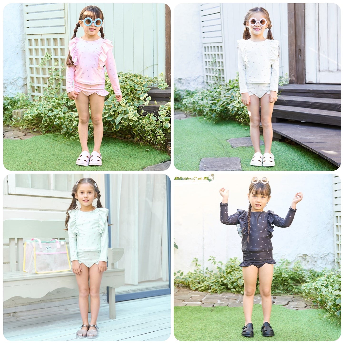 Japanese children's clothing Ly# mine UV protection swimsuit two-piece set 100-130cm girls summer swimsuit special edition [Japan pre-sale: mid-April 2025] 