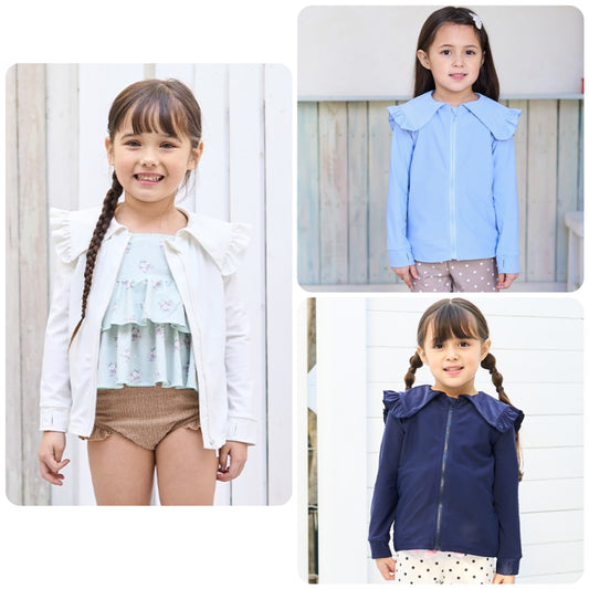 Japanese children's clothing Ly# mine UV protection swimsuit jacket 100-130cm girls summer swimsuit special edition [Japan pre-sale: mid-April 2025]