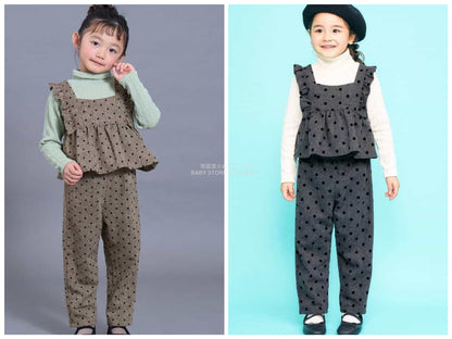 日本童裝 SERAPH 波點兩件套裝 80-140cm 女童款 秋季 TOPS PANTS