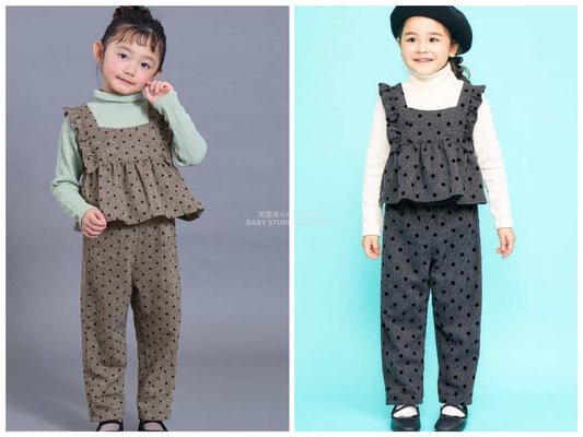 日本童裝 SERAPH 波點兩件套裝 80-140cm 女童款 秋季 TOPS PANTS