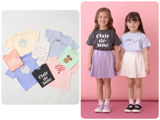 Japanese children's clothing Ly# mine printed short-sleeved top 100-150cm girls summer TOPS 