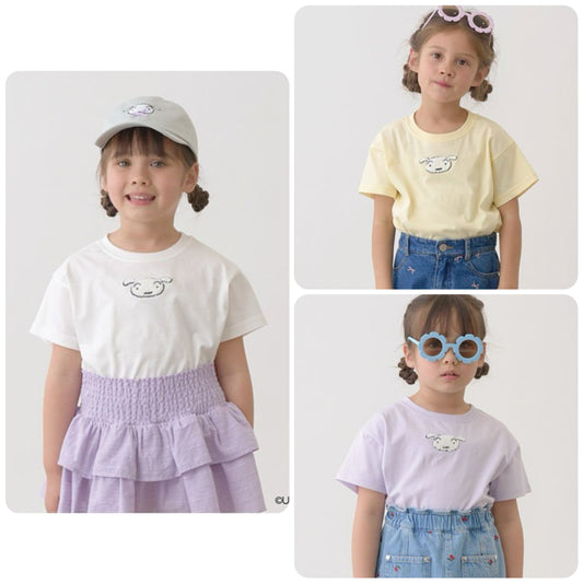 Japanese children's clothing Ly# mine x Crayon Shin-chan furry white short-sleeved top 100-140cm girls summer TOPS 