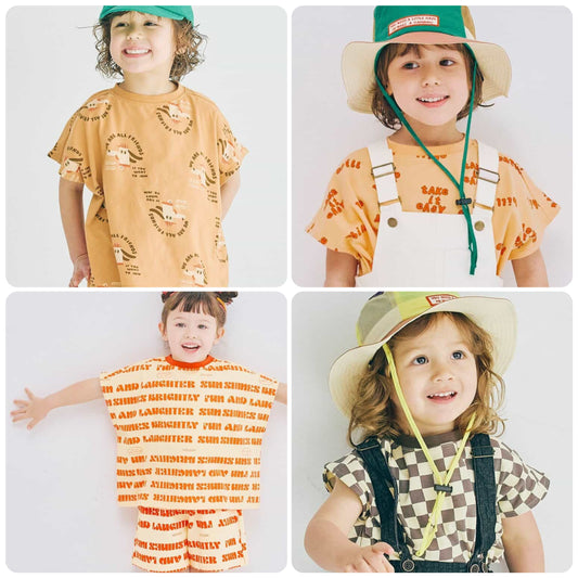 Japanese children's clothing p.prem#r printed short-sleeved tops 80-140cm boys/girls summer TOPS 