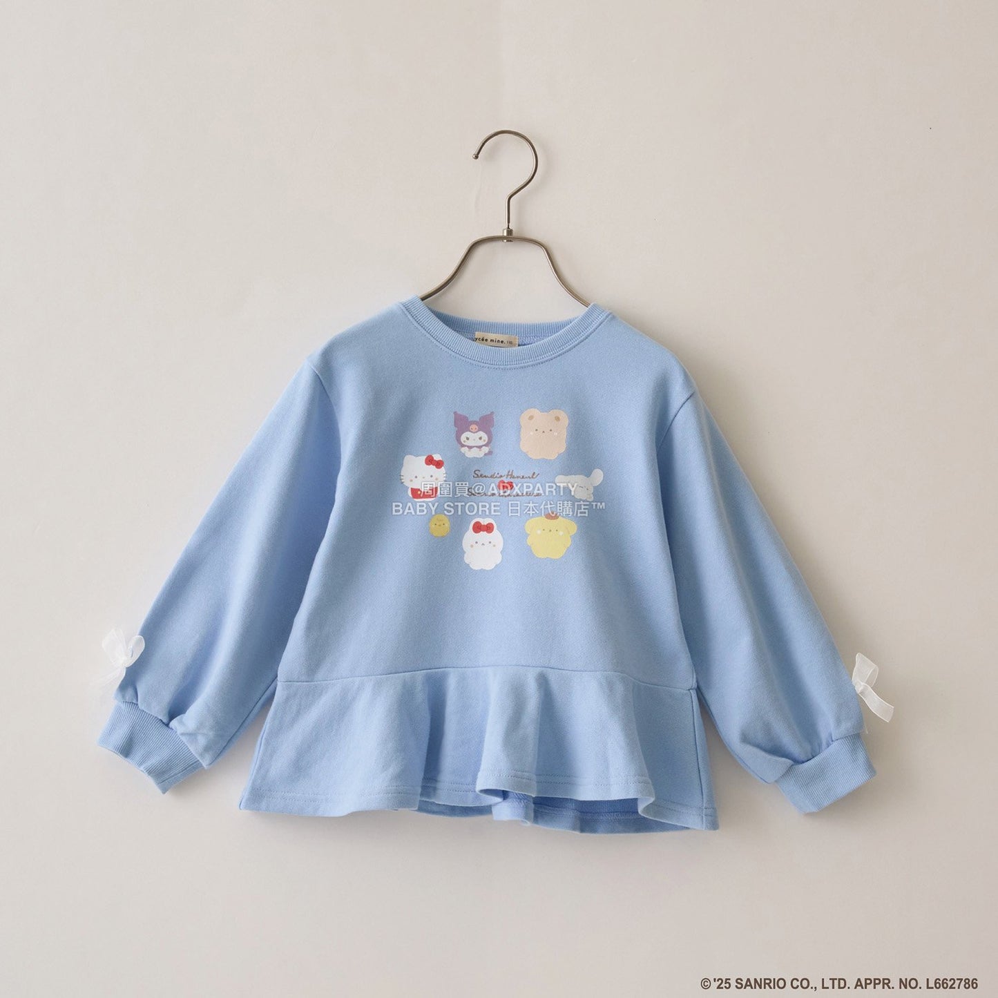 日本童裝 Ly# mine x Sanrio 荷葉邊剪影印花衛衣 100-140cm 女童款 冬季 TOPS
