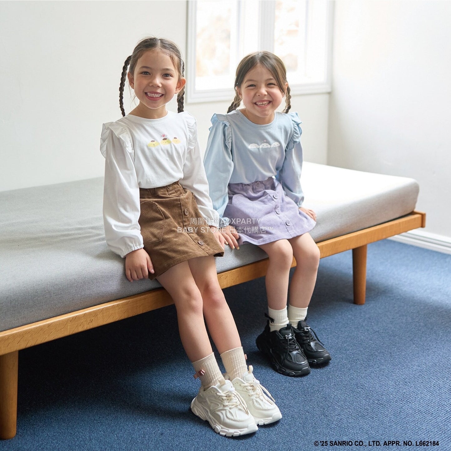 日本童裝 Ly# mine x Sanrio 2Way 前後兩著 肩部荷葉邊上衣 100-140cm 女童款 冬季 TOPS