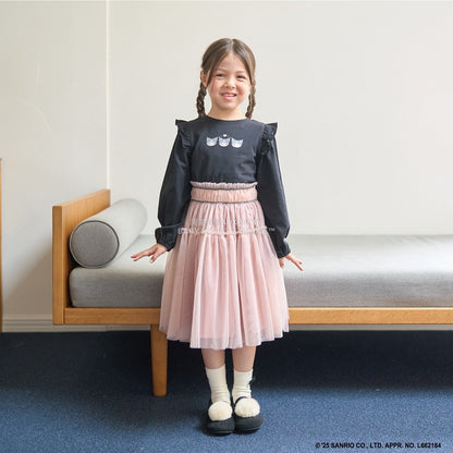 日本童裝 Ly# mine x Sanrio 2Way 前後兩著 肩部荷葉邊上衣 100-140cm 女童款 冬季 TOPS