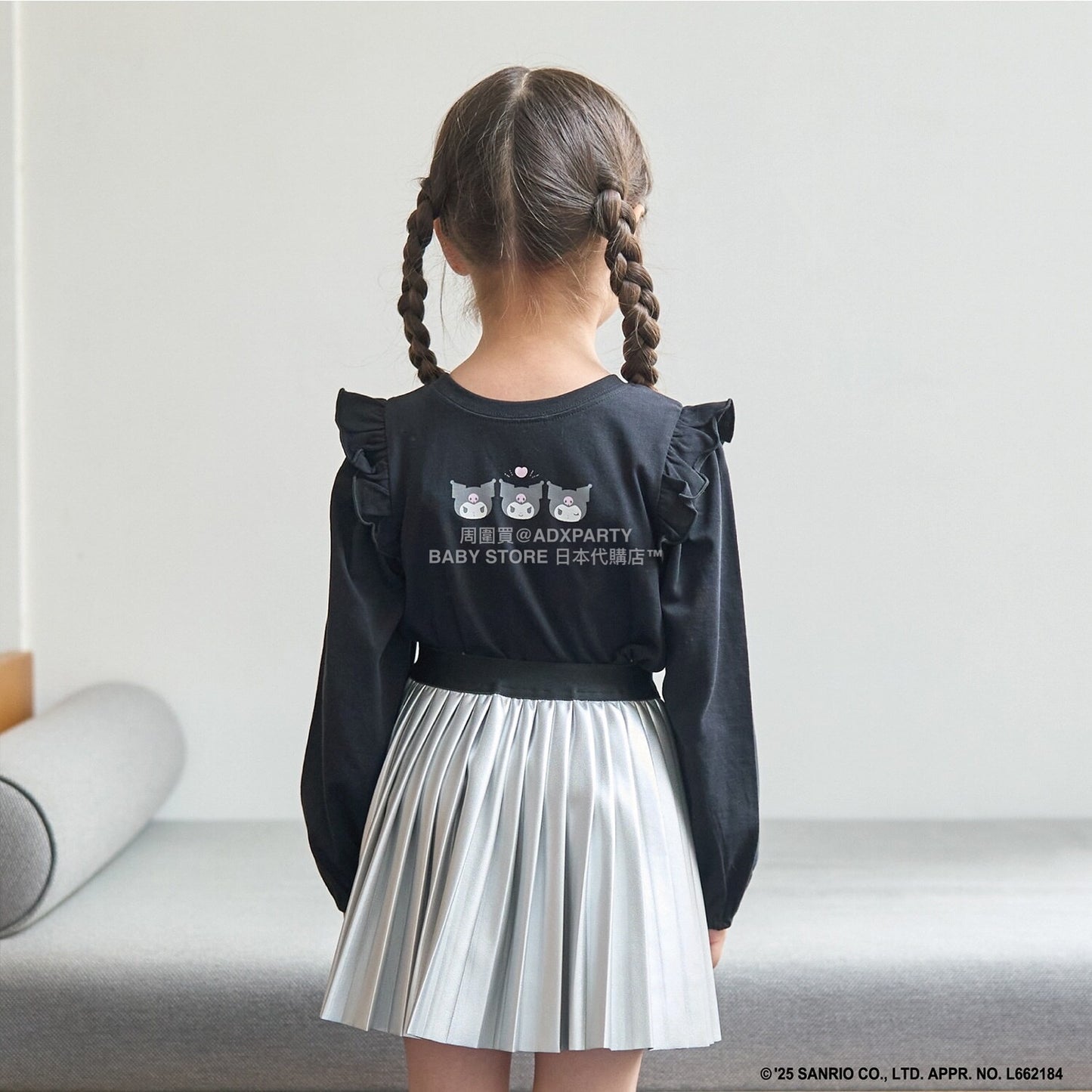 日本童裝 Ly# mine x Sanrio 2Way 前後兩著 肩部荷葉邊上衣 100-140cm 女童款 冬季 TOPS