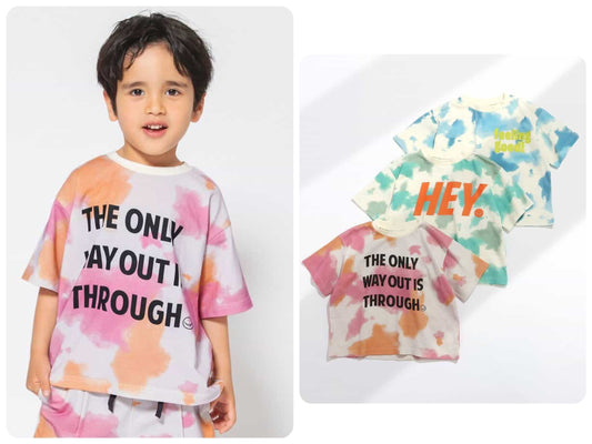 Japanese children's clothing BREEZE tie-dye short-sleeved top 80-140cm boys/girls summer TOPS 