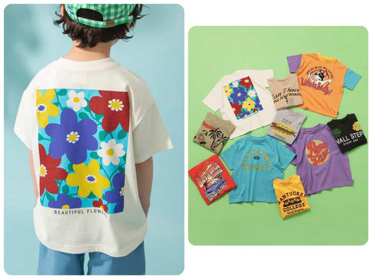 Japanese children's clothing BREEZE printed tops 80-160cm boys/girls summer TOPS 
