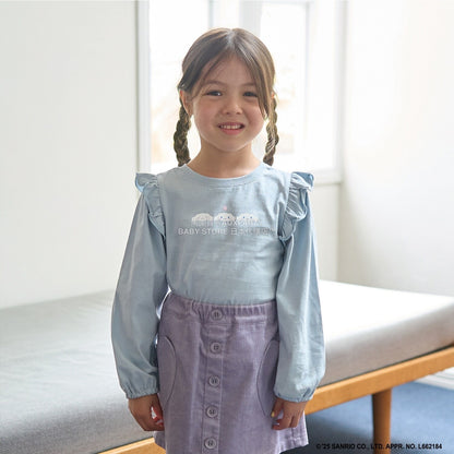 日本童裝 Ly# mine x Sanrio 2Way 前後兩著 肩部荷葉邊上衣 100-140cm 女童款 冬季 TOPS