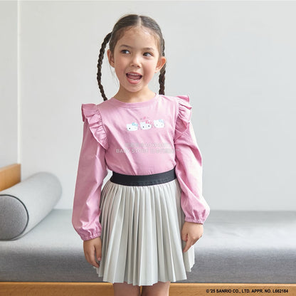 日本童裝 Ly# mine x Sanrio 2Way 前後兩著 肩部荷葉邊上衣 100-140cm 女童款 冬季 TOPS