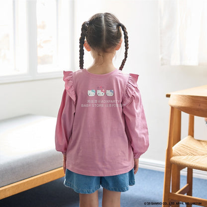 日本童裝 Ly# mine x Sanrio 2Way 前後兩著 肩部荷葉邊上衣 100-140cm 女童款 冬季 TOPS