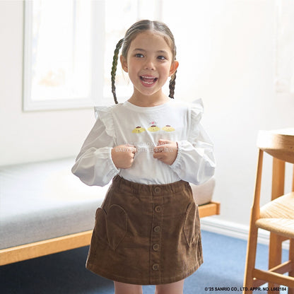 日本童裝 Ly# mine x Sanrio 2Way 前後兩著 肩部荷葉邊上衣 100-140cm 女童款 冬季 TOPS