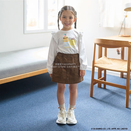 日本童裝 Ly# mine x Sanrio 2Way 前後兩著 肩部荷葉邊上衣 100-140cm 女童款 冬季 TOPS