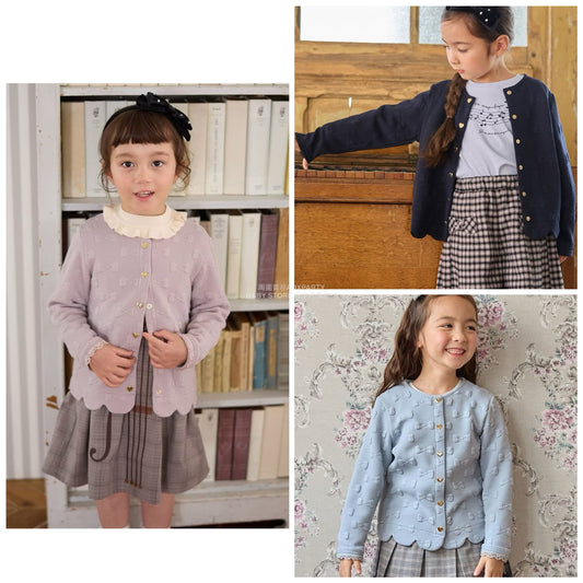 日本童裝 aF#a325 蝴蝶結提花外套 110-160cm 女童款 秋季  OUTERWEAR