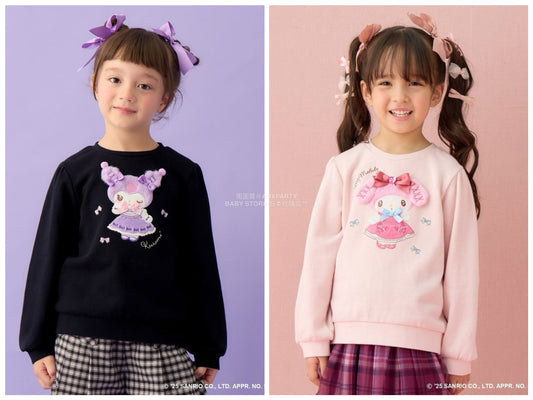 日本童裝 aF#a325 x Sanrio My Melody&Kuromi衛衣 90-150cm 女童款 秋季 TOPS