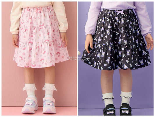 日本童裝 aF#a325 x Sanrio My Melody&Kuromi印花短裙 100-150cm 女童款 秋季 SKIRTS