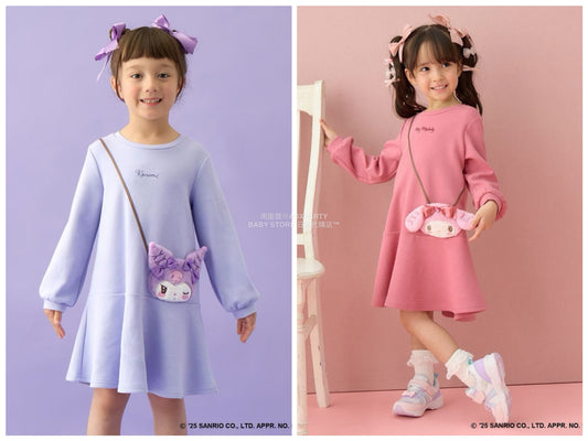 日本童裝 aF#a325 x Sanrio My Melody&Kuromi可愛連身裙 90-140cm 女童款 秋季 DRESSES