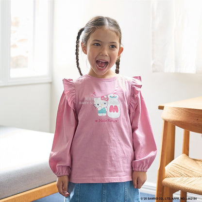 日本童裝 Ly# mine x Sanrio 2Way 前後兩著 肩部荷葉邊上衣 100-140cm 女童款 冬季 TOPS