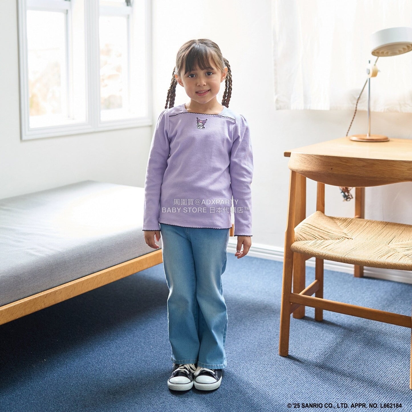 日本童裝 Ly# mine x Sanrio 刺繡圖案上衣 100-140cm 女童款 冬季 TOPS