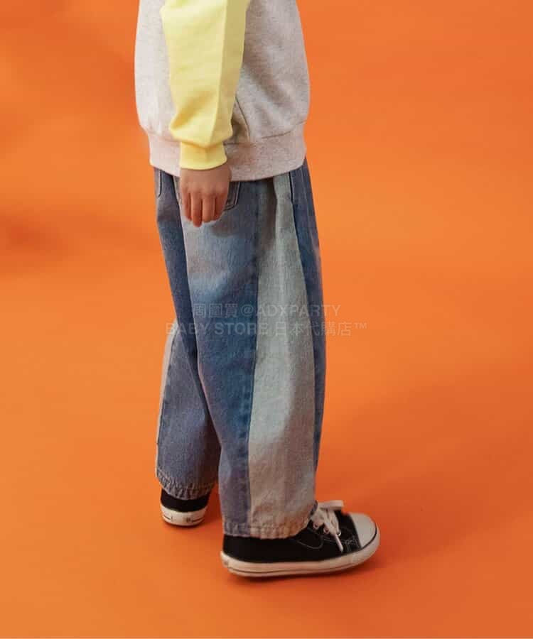 日本童裝 BREEZE 側條紋寬牛仔長褲 90-150cm 男童款 春季 PANTS