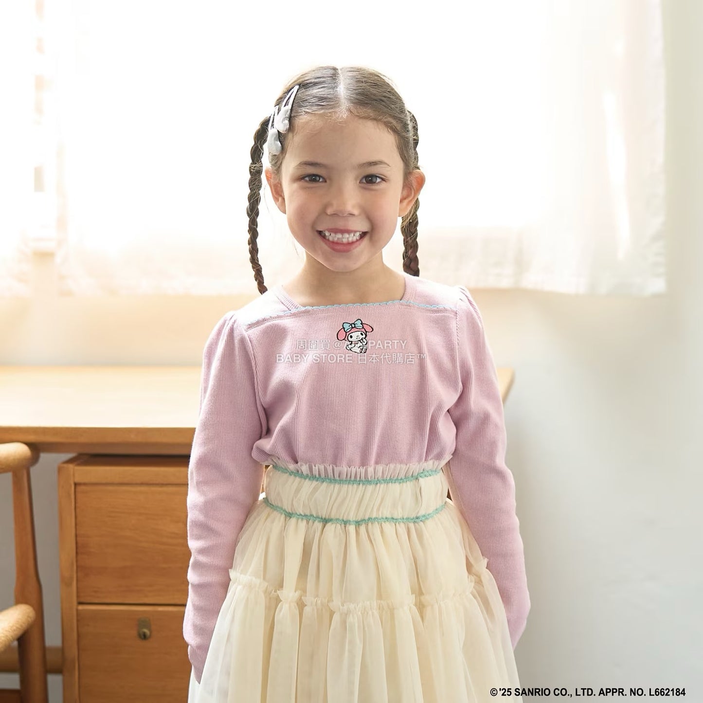 日本童裝 Ly# mine x Sanrio 刺繡圖案上衣 100-140cm 女童款 冬季 TOPS