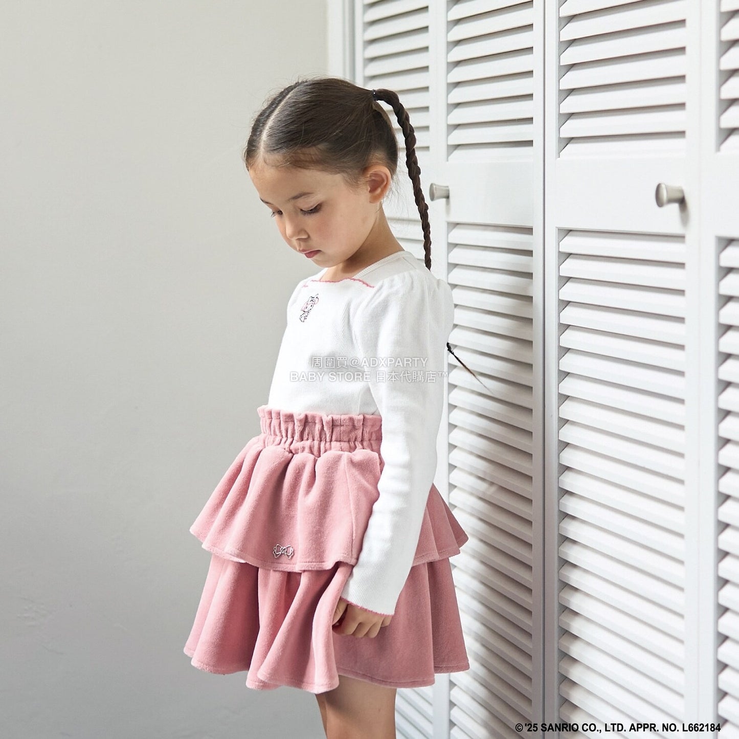 日本童裝 Ly# mine x Sanrio 刺繡圖案上衣 100-140cm 女童款 冬季 TOPS