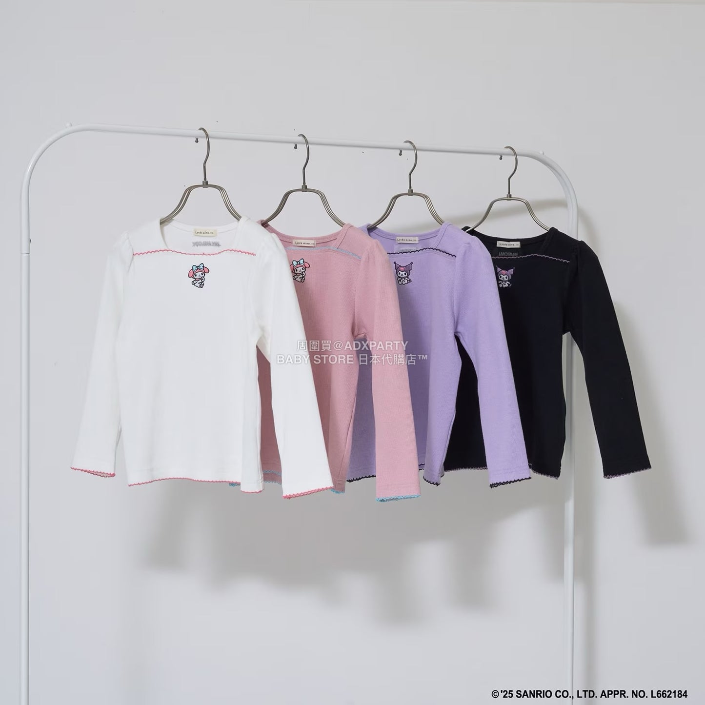 日本童裝 Ly# mine x Sanrio 刺繡圖案上衣 100-140cm 女童款 冬季 TOPS