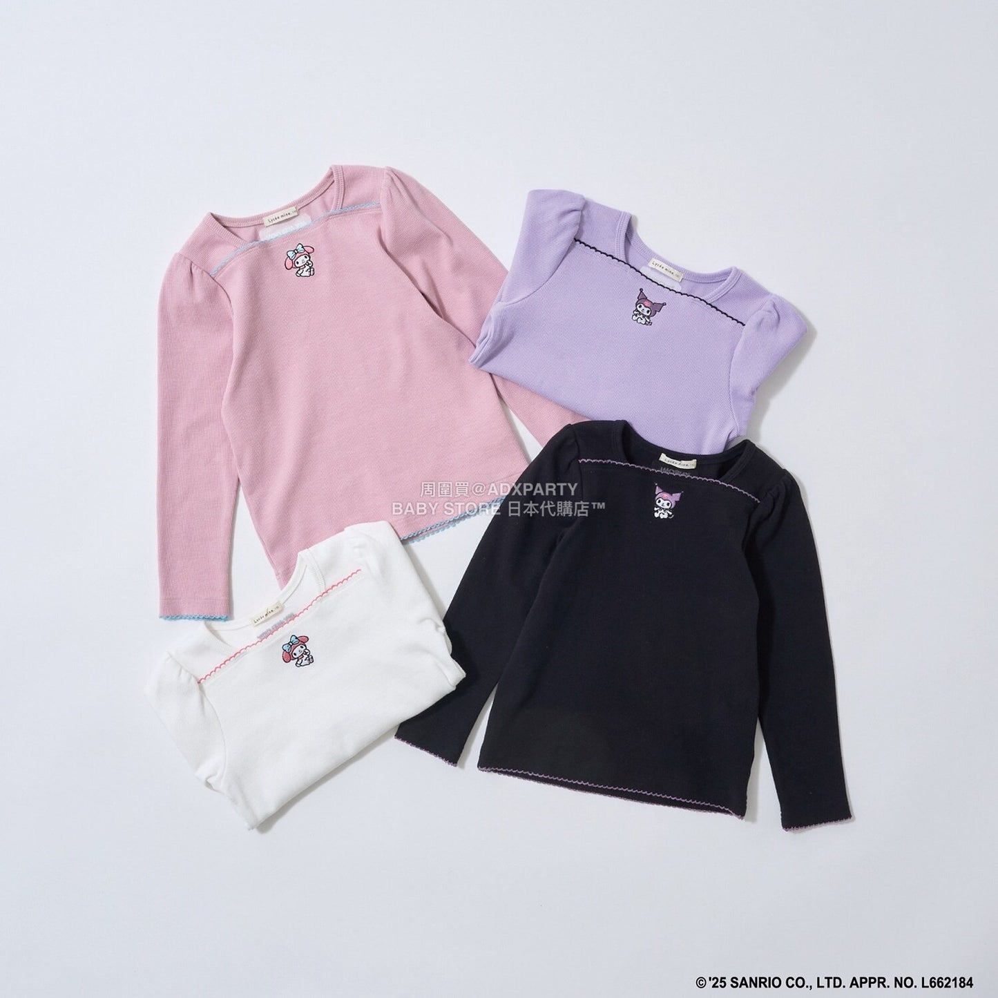 日本童裝 Ly# mine x Sanrio 刺繡圖案上衣 100-140cm 女童款 冬季 TOPS