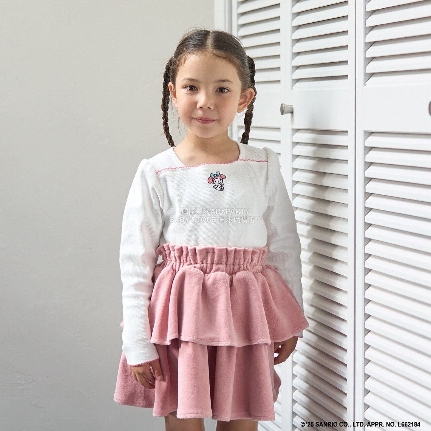 日本童裝 Ly# mine x Sanrio 刺繡圖案上衣 100-140cm 女童款 冬季 TOPS