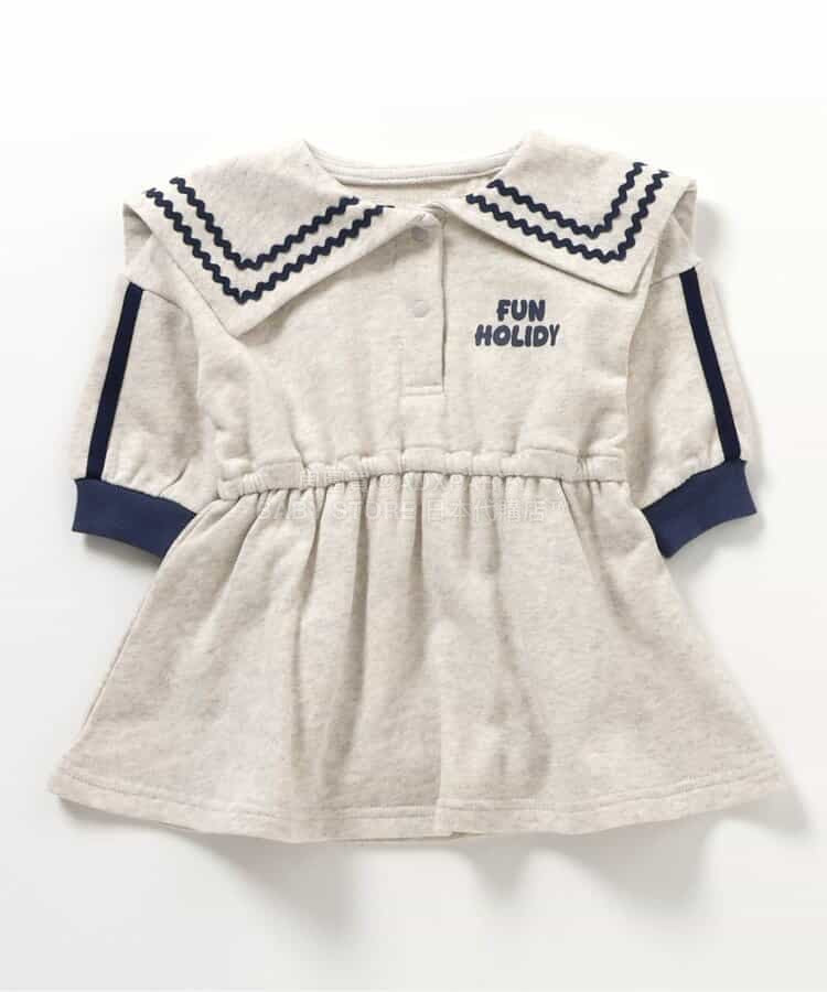 日本童裝 BREEZE 水手風連身衣 70-80cm 女童款 初生嬰兒 冬季 Jumpsuit