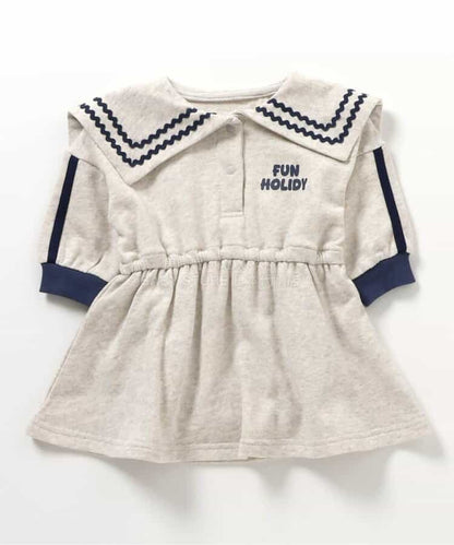 日本童裝 BREEZE 水手風連身衣 70-80cm 女童款 初生嬰兒 冬季 Jumpsuit