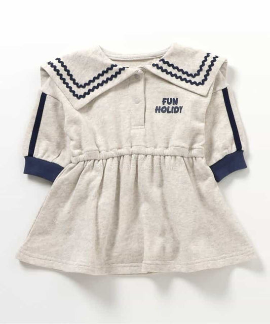 日本童裝 BREEZE 水手風連身衣 70-80cm 女童款 初生嬰兒 冬季 Jumpsuit